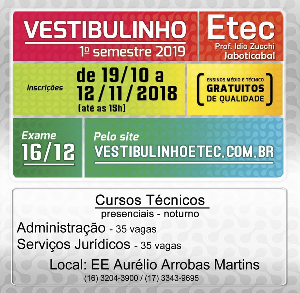 Vestibulinho ETEC 2º semestre de 2012